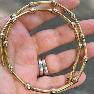 VINTAGE 18K YELLOW & WHITE GOLD NAIL DESIGN STATION NECKLACE 750 HALLMARKED